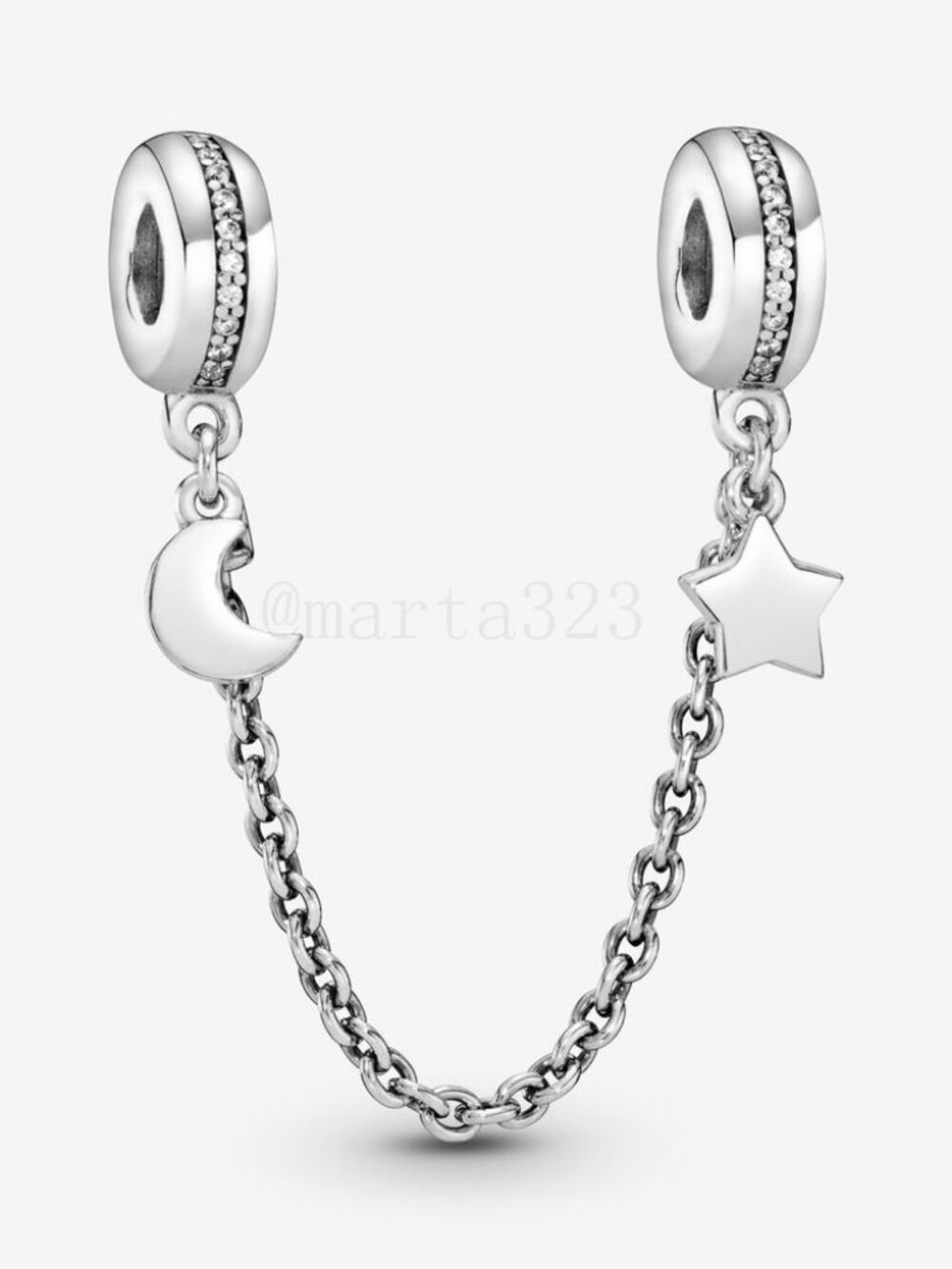 Pandora Half Moon and Star Safety Chain
